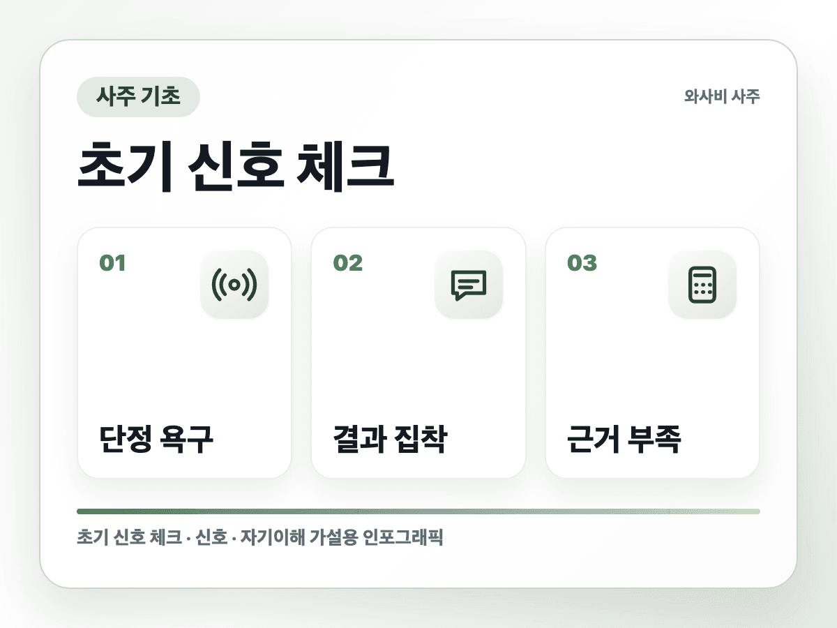 와사비 사주는 왜 미래를 맞힌다고 말하지 않을까 초기 신호 인포그래픽