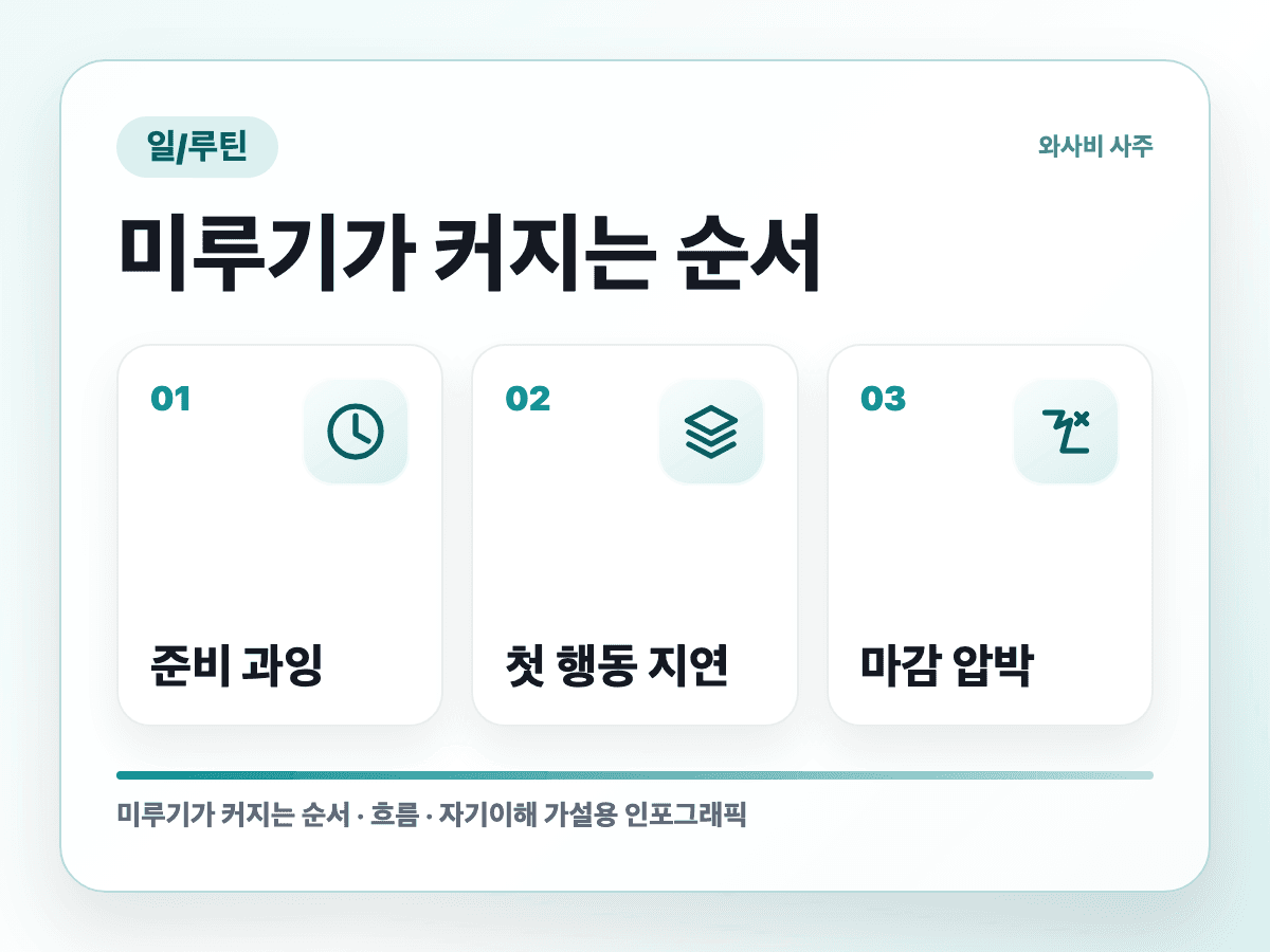 피드백만 받으면 머릿속에서 변명문이 먼저 뜨는 이유 반복 흐름 인포그래픽